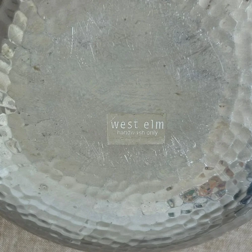 West Elm Silver Hammered Serving Bowl